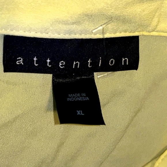 Attention Yellow Sleeveless Button Down Shirt Size XL - Picture 3 of 9